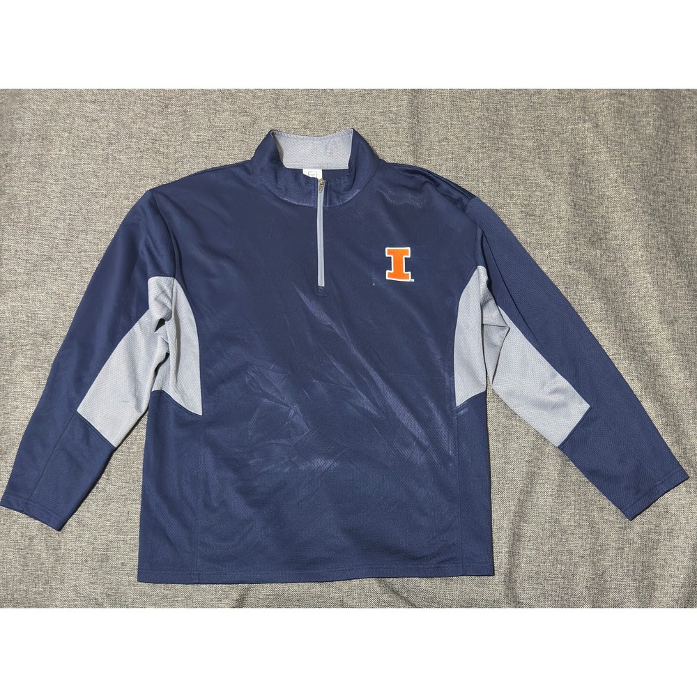 Proedge Mens XL 1/4 Zip Pullover Illinois Fighting Illini Navy Blue
